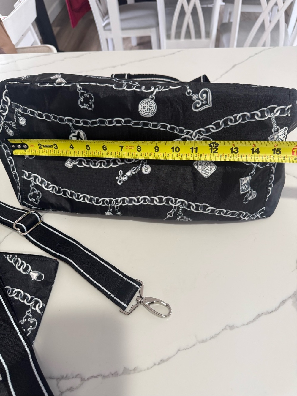 NWOT "Links of Love" Brighton Jetsetter Duffle Bag in black & white - Picture 14 of 16
